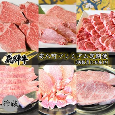 飛騨牛 安八町プレミアム定期便(偶数月にお届け) [定期便・ お肉 牛肉 国産 お家焼肉 シャトーブリアン ロース ヒレ 赤身 ヒレ サイコロステーキ 肩ロース すき焼き用 サーロイン ステーキ ]