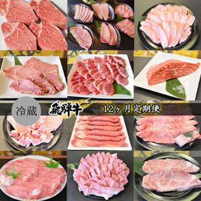 飛騨牛12ヶ月定期便 [定期便・ 牛肉 国産 シャトーブリアン 6種盛り カルビ ロース ヒレ 赤身 もも ブロック ステーキ サイコロ すき焼き しゃぶしゃぶ 肩ロース リブロース サーロイン ]