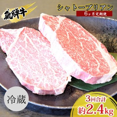 飛騨牛 【ふるさと納税】飛騨牛シャトーブリアン6ヵ月定期便約400g（2～3枚切り）×6　【定期便・ お肉 牛肉 国産 お家焼肉 ステーキ ブランド和牛 希少部位 最高級部位 真空パック 冷蔵 】