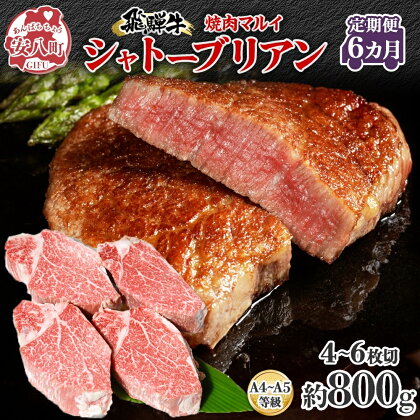 飛騨牛シャトーブリアン6ヵ月定期便約800g（4～6枚切り）×6　【定期便・ お肉 牛肉 国産 お家焼肉 ステーキ ブランド和牛 希少部位 最高級部位 真空パック 冷蔵 】