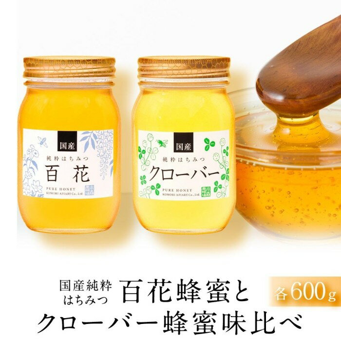 ☆味比べ☆ 国産百花蜂蜜・クローバー蜂蜜(各600g×1本) | 蜂蜜 百花 国産 小森養蜂場 人気 おすすめ 送料無料