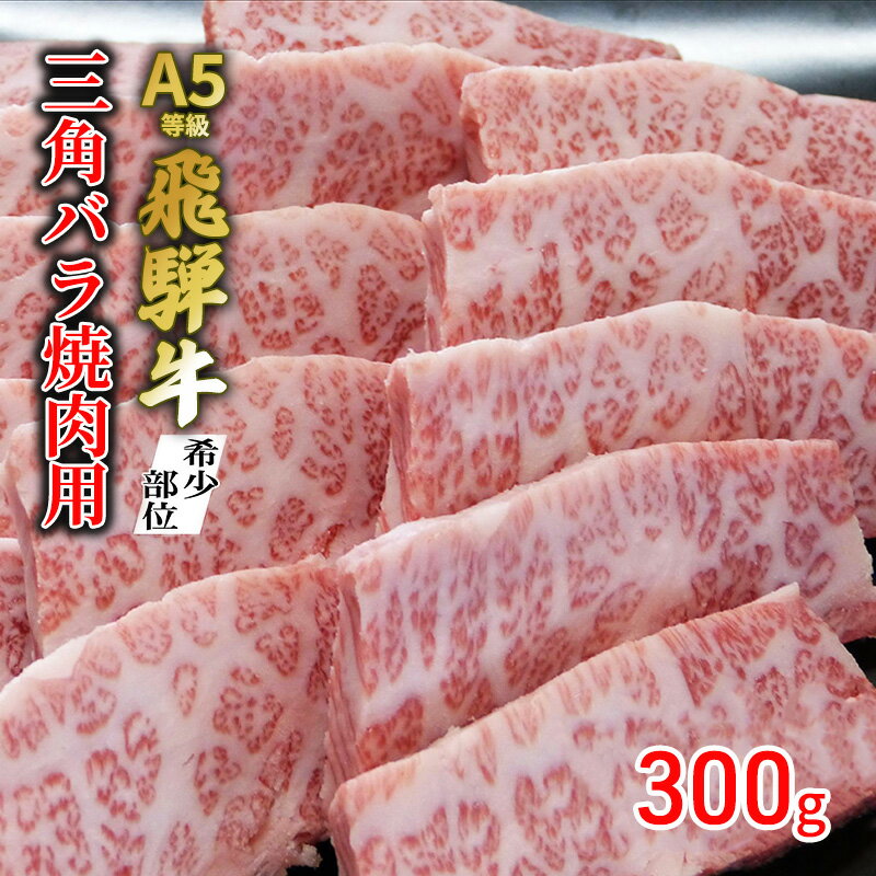 牛肉 飛騨牛 焼肉 希少部位 三角バラ 300g 黒毛和牛 A5 美味しい お肉 牛 肉 和牛 焼き肉 BBQ バーベキュー [岐阜県池田町] [ 食材 食卓 おうち焼肉 グルメ 焼肉用飛騨牛 特上カルビ 霜降り とろける 柔らかい ]