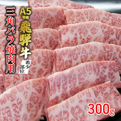 牛肉 飛騨牛 焼肉 希少部位 三角バラ 300g 黒毛和牛 A5 美味しい お肉 牛 肉 和牛 焼き肉 BBQ バーベキュー 【岐阜県池田町】　【 食材 食卓 おうち焼肉 グルメ 焼肉用飛騨牛 特上カルビ 霜降り とろける 柔らかい 】