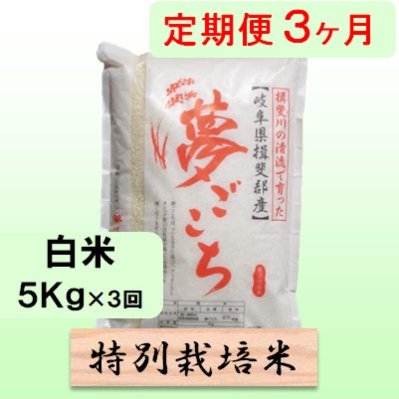 特別栽培米★[定期便] 3カ月★毎月 白米5kg 【夢ごこち】 米 お米 白米 コメ ご飯 定期 岐阜県 池田町 お届け：2024年10月上旬～