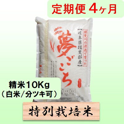 【ふるさと納税】定期便 4カ月【 令和8年産 】毎月 精米 10kg（ 白米 /7分/ 5分 ツキ可）【 夢ごこち 】玄米は別に出品　お届け：2026年10月中旬以降発送