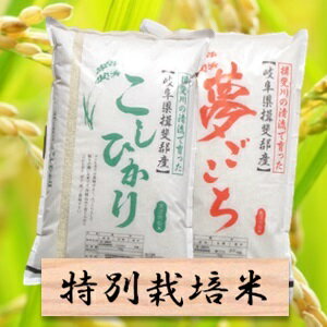 【ふるさと納税】特別栽培米　20kg　コシヒカリ／夢ごこち30年産 （各10kg）【精米（10kg）分搗き可　または　玄米（11kg）】×2袋