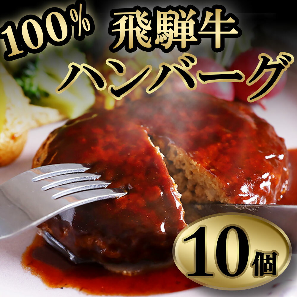 【ふるさと納税】飛騨牛100% ハンバーグ 10個 冷凍 牛肉 和牛 国産 国産牛 岐阜 北方町