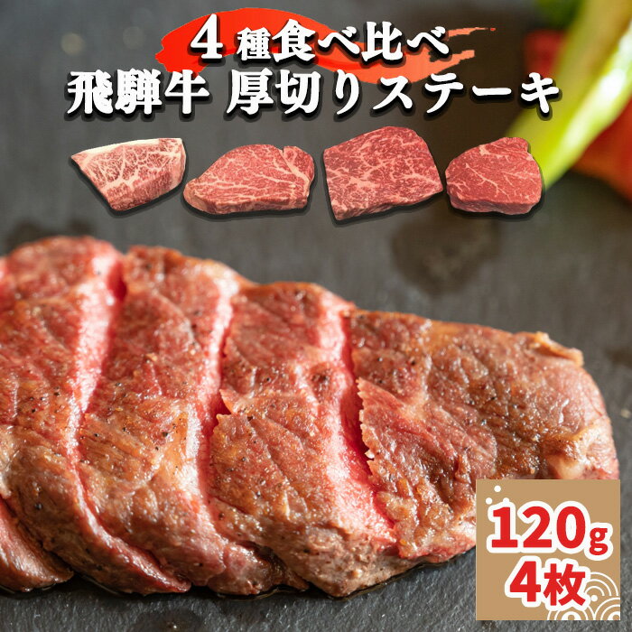 21位! 口コミ数「0件」評価「0」飛騨牛 厚切りステーキ 4種 食べ比べ ！ 480g ( 120g × 4 ) 和肉 ステーキ 国産牛 こだわり 贅沢 とろける 1品 逸品･･･ 