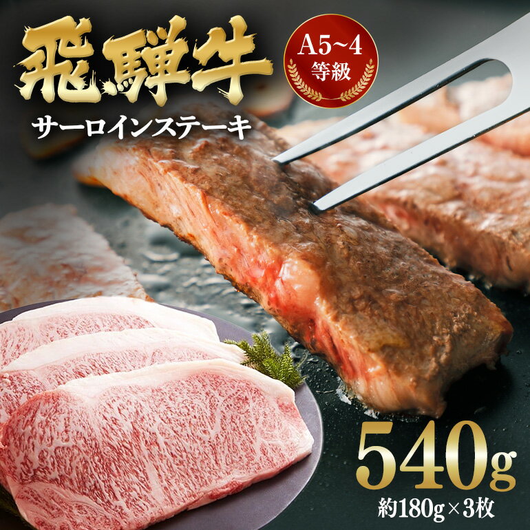 12位! 口コミ数「0件」評価「0」 飛騨牛A5~4等級 サーロインステーキ3枚(約180g×3枚)│国産 牛肉 和牛 ブランド すてーき C-2/A-8