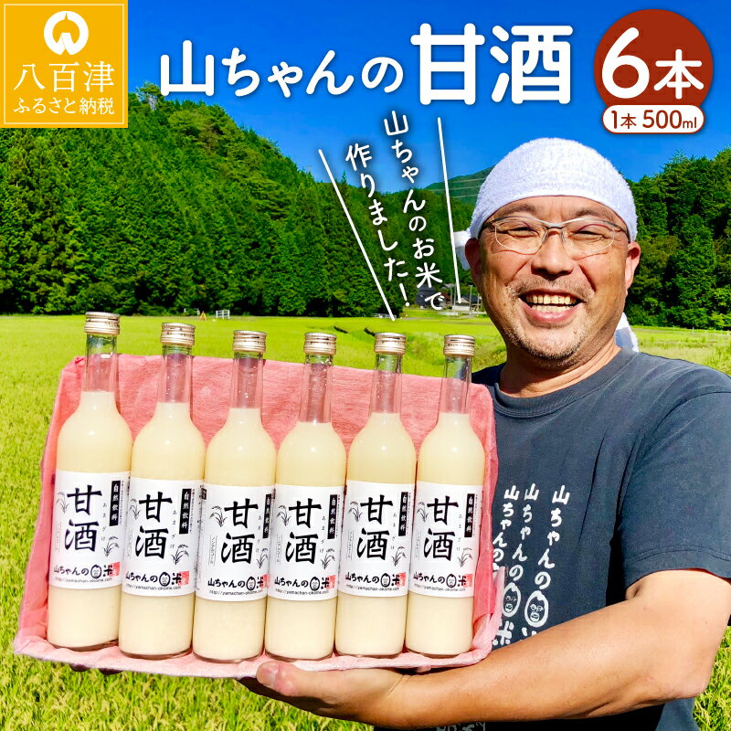 【ふるさと納税】 甘酒 山ちゃんの甘酒 500ml 6本 セット 米麹 無添加 砂糖不使用 ノンアルコール 米 発酵 お米農家 米生産者 米粒食感 山ちゃん 飲む点滴 健康 美肌 安心 安全 送料無料 y16-78