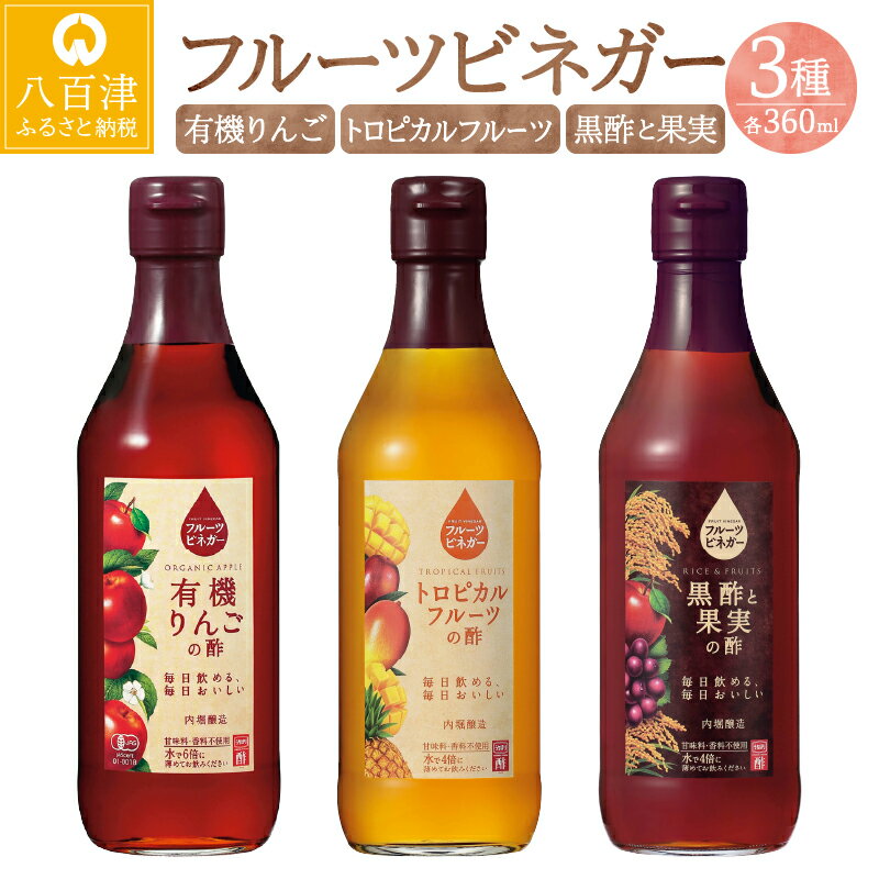 【ふるさと納税】 果実酢 ビネガー フルーツ 酢 飲む酢 お料理 毎日使える 飲み比べセット 360ml 3本 りんご トロピカルフルーツ 黒酢 ヨーグルト アイスクリーム 炭酸水 ギフト 内堀醸造 送料無料 y2-241