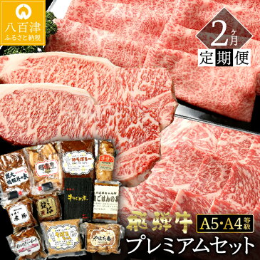 【ふるさと納税】 定期便2回 飛騨牛プレミアムセット ロース サーロイン ステーキ 焼豚 豚肉 隔月 黒毛和牛 和牛 牛肉 肉 しゃぶしゃぶ すき焼き 焼肉 A5 A4 霜降り 冷蔵 お楽しみ y14-223 送料無料