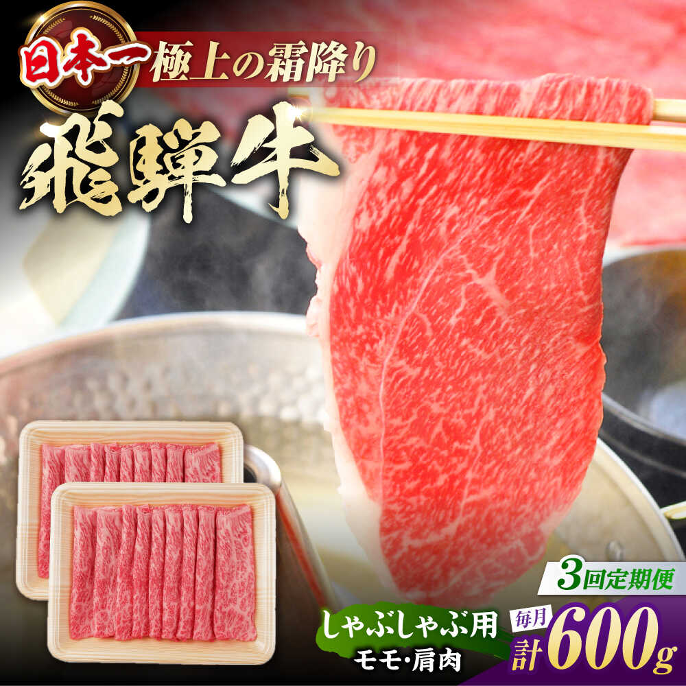 [3回定期便] 飛騨牛 しゃぶしゃぶ用 赤身 600g(300g×2) / しゃぶしゃぶ 牛肉 和牛 定期便 肉 / 白川町 / 浅井商店[AWBJ018]