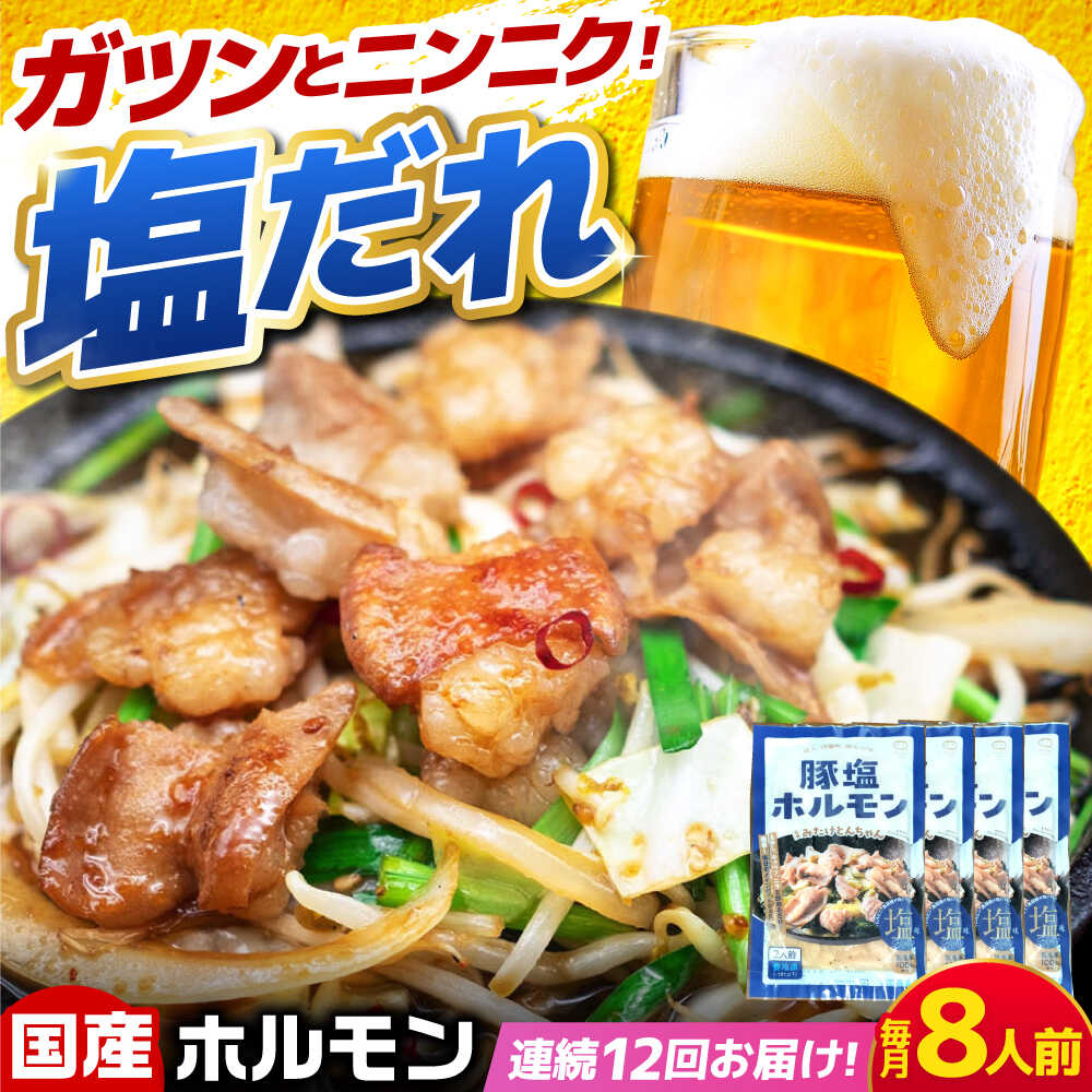 【ふるさと納税】【12回定期便】岐阜県産豚もつの鉄板焼き「元祖みたけとんちゃん」豚塩味（8人前） / モツ もつ 白もつ ホルモン / 御..