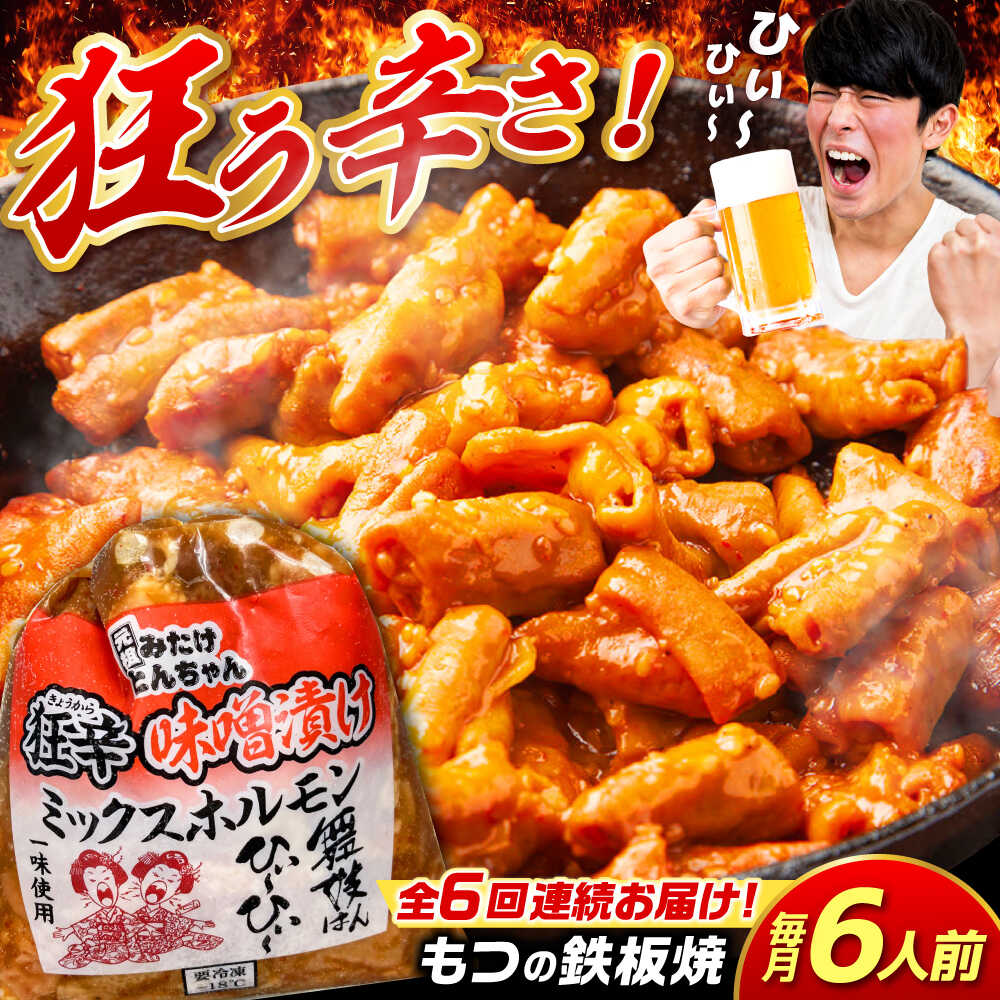 【ふるさと納税】【6回定期便】 「元祖みたけとんちゃん」 狂辛 味噌漬け ミックスホルモン 3袋 / モツ もつ 白もつ ホルモン 辛口 / 御嵩町 / 藤よし[AVAA068]