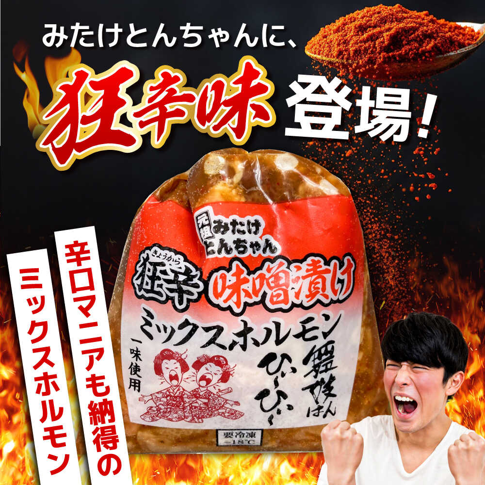 【ふるさと納税】【3回定期便】 「元祖みたけとんちゃん」 狂辛 味噌漬け ミックスホルモン 4袋 / モツ もつ 白もつ ホルモン 辛口 / 御嵩町 / 藤よし[AVAA070]