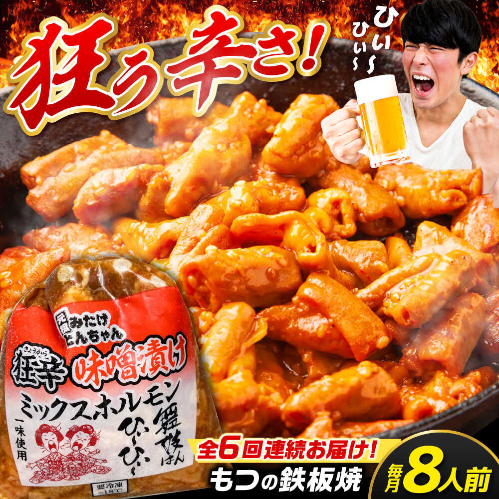 【ふるさと納税】【6回定期便】 「元祖みたけとんちゃん」 狂辛 味噌漬け ミックスホルモン 4袋 / モツ もつ 白もつ ホルモン 辛口 / 御嵩町 / 藤よし[AVAA071]