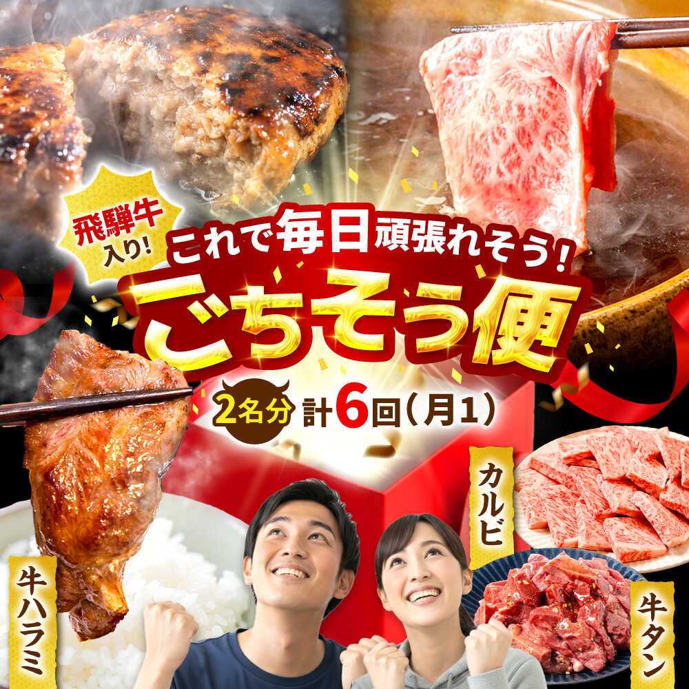 [6回定期便]馬力家セレクト 食卓ごちそう便 (お二人様向けコース) / ハンバーグ 牛タン 肉 詰め合わせ セット 飛騨牛 御嵩町 / 馬力家[AVBO072]