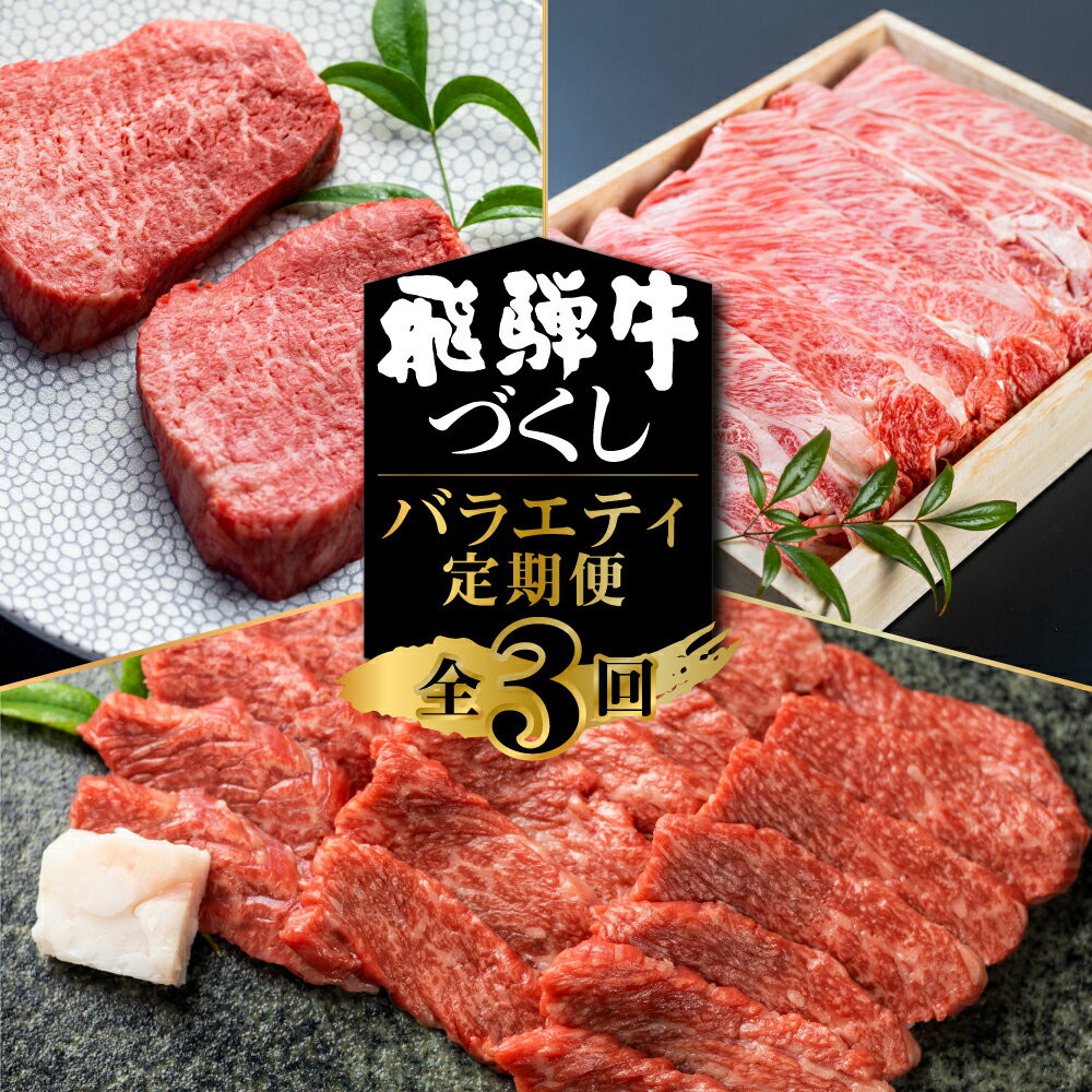 【ふるさと納税】飛騨牛 定期便 3回お届け 白川郷 もも ステーキ 180g 2枚 赤身 焼肉用 カルビ 500gすき焼き 肩 ロース 霜降り 400g 食べ比べ 牛肉 国産 焼き肉 A4等級以上 A4 A5 等級 和牛牛…