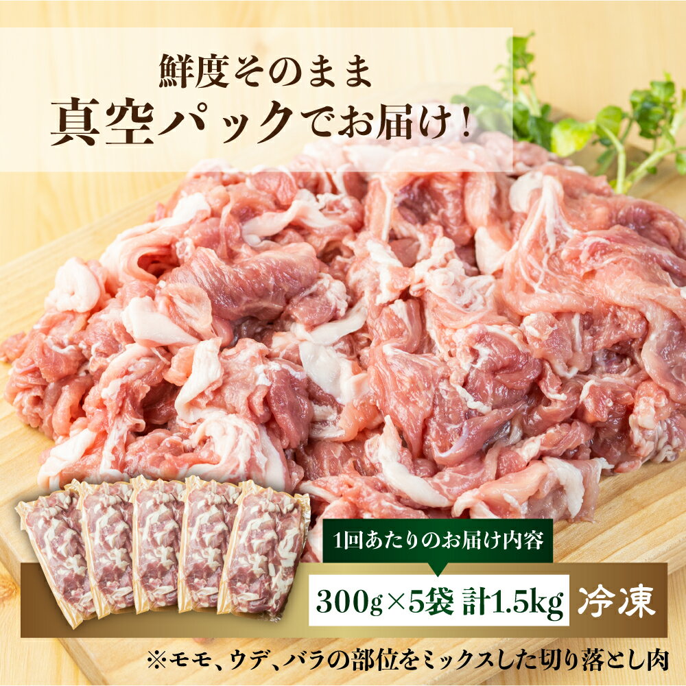 【ふるさと納税】お届け回数が選べる 訳あり 結旨豚 切り落とし 300g×5袋 白川郷 もも ウデ バラ ミックス 約1.5kg 1回〜全12回 定期便 定期配送 豚肉 国産 白川村切落し 真空パック 小分け ゆいうまぶた こま切れ ブランド豚 冷凍 [S403]