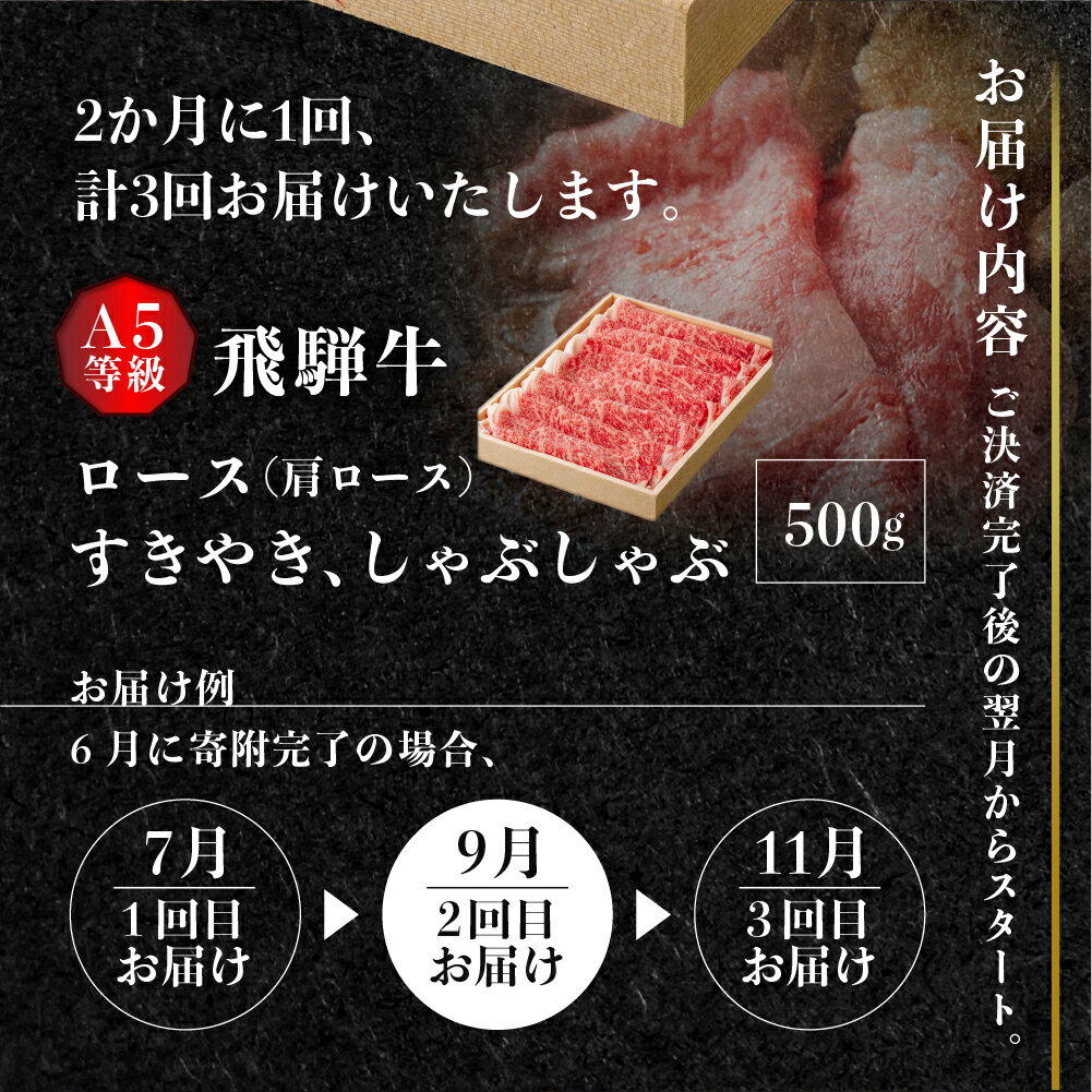 【ふるさと納税】《定期便》飛騨牛ロースすきやき、しゃぶしゃぶ　贅沢三昧定期便 3回 2か月に1回お届け ロースすき焼き しゃぶしゃぶ 牛肉 国産 A5 等級 だるまミート 岐阜県 白川村 贅沢 冷凍 84000円 [S411] 2