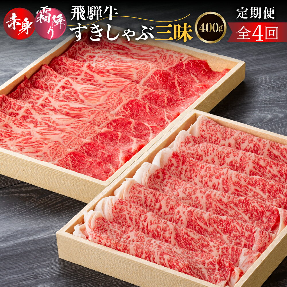 [4回定期便] 飛騨牛すきしゃぶ三昧定期便(ロース、モモ交互)(2か月に1回)400g すき焼き しゃぶしゃぶ 肉 お肉 柔らか 黒毛和牛 和牛 人気 おすすめ 牛肉 鍋 ギフト 贈答 お取り寄せ だるまミート [s929] 72000円 8万円