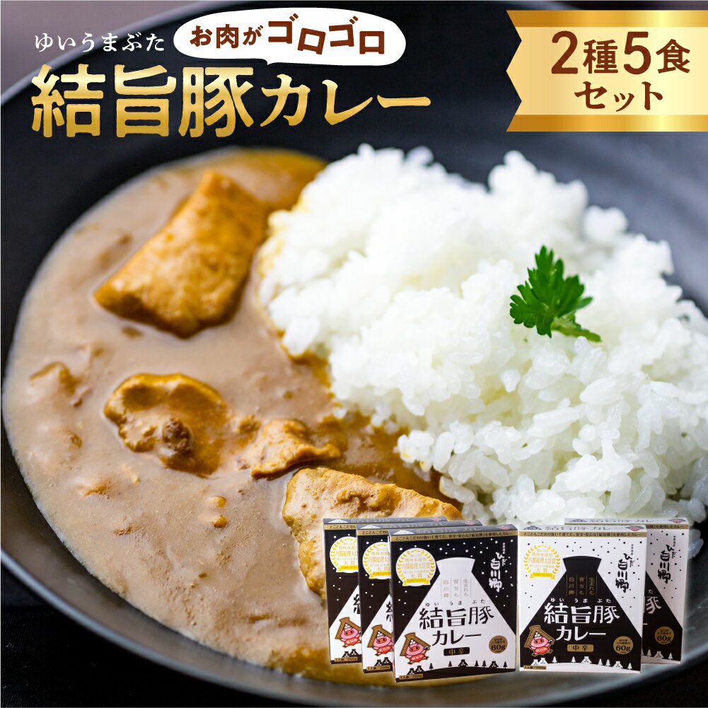 【ふるさと納税】白川郷 結旨豚カレー 5食セット 中辛 レトルト カレー 豚肉 ポークカレー もも肉 バラ肉 食べ比べ セット ゆいうまぶた ブランド豚 吉野ジーピーファーム 国産豚 白川村 10,000円 1万円 [S417]