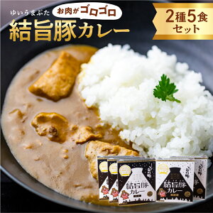 【ふるさと納税】白川郷 結旨豚カレー 5食セット 中辛 レトルト カレー 豚肉 ポークカレー もも肉 バラ肉 食べ比べ セット ゆいうまぶた ブランド豚 吉野ジーピーファーム 国産豚 白川村 10,000円 1万円 [S417]