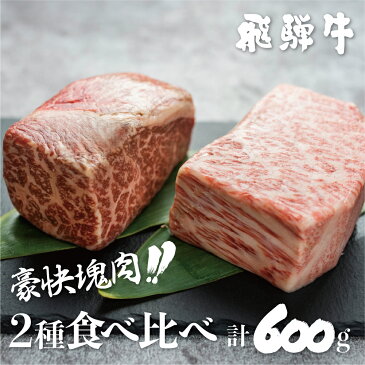 【ふるさと納税】訳あり 飛騨牛ブロック [塊] 霜降り肉 赤身肉 300g×2 合計600g 部位お任せ 大きさ不揃い 食べ比べ ブロック肉 セット 真空パック 黒毛和牛 肉 牛肉 御中元 冬ギフト バーベキュー BBQ bbq キャンプ ローストビーフ 20000円 [S046] 2万円