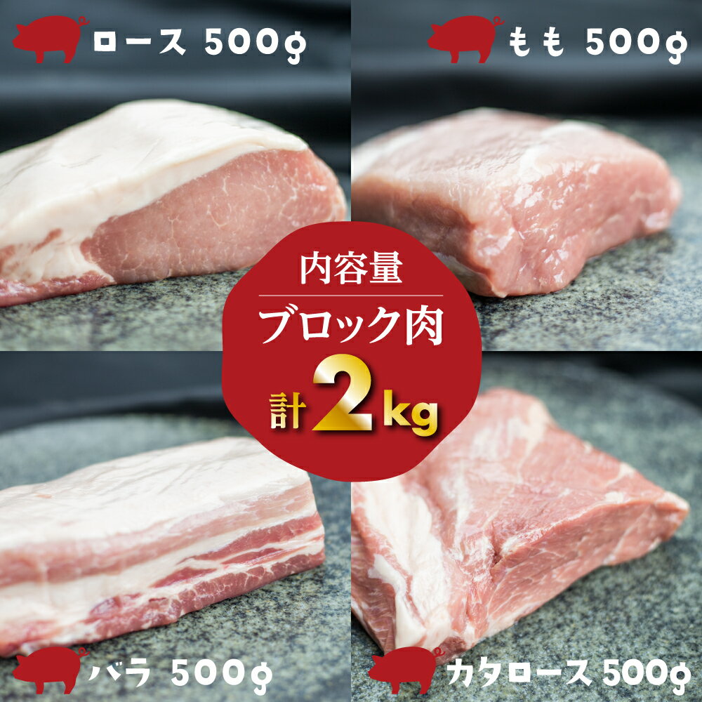 【ふるさと納税】白川郷 結旨豚 岐阜県産 ブロック肉 4種セット 計2kg 豚肉 ぶた肉 ブロック肉 国産肉 真空パック かたまり肉 肉 バーベキュー BBQ キャンプ ステーキ ロース 肩ロース バラ肉 もも肉 食べ比べ 抗生物質 合成抗菌剤不使用 14,000円 [S225]