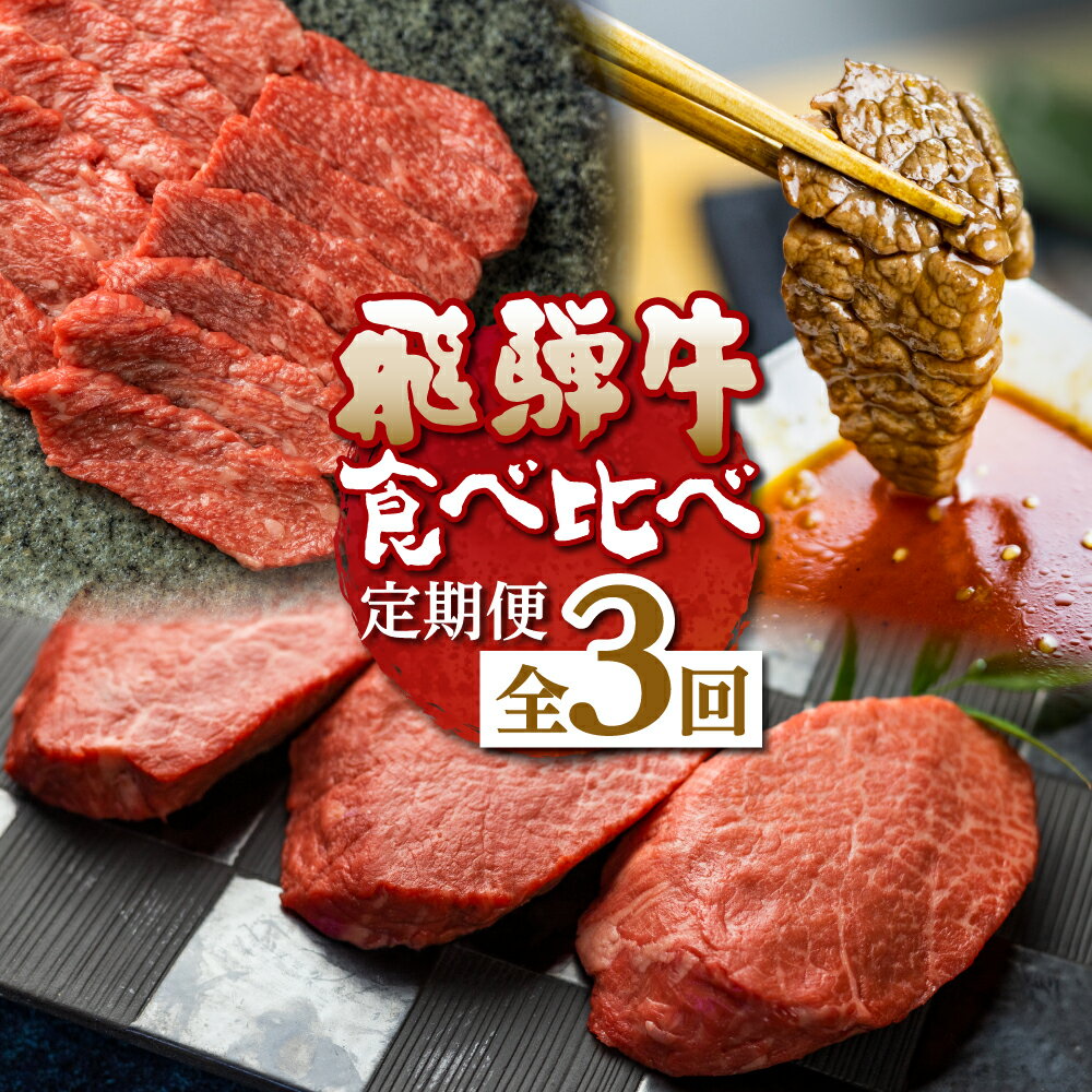 【ふるさと納税】飛騨牛 定期便 3回お届け 白川郷 切り落とし 400g 焼肉用 カルビ 500g ももステーキ150g 3枚 食べ比べ 牛肉 国産 焼き肉 ステーキ 赤身 A4等級以上 A4 A5 等級 高山米穀 岐阜…