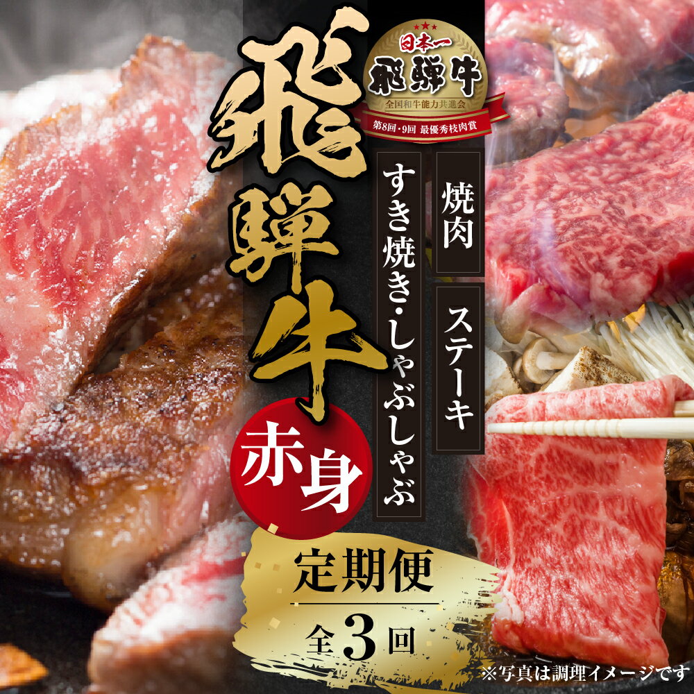 [定期便]全3回 飛騨牛 赤身(ステーキ /焼肉 / すき焼き)[飛騨高山ミート] [MZ103]