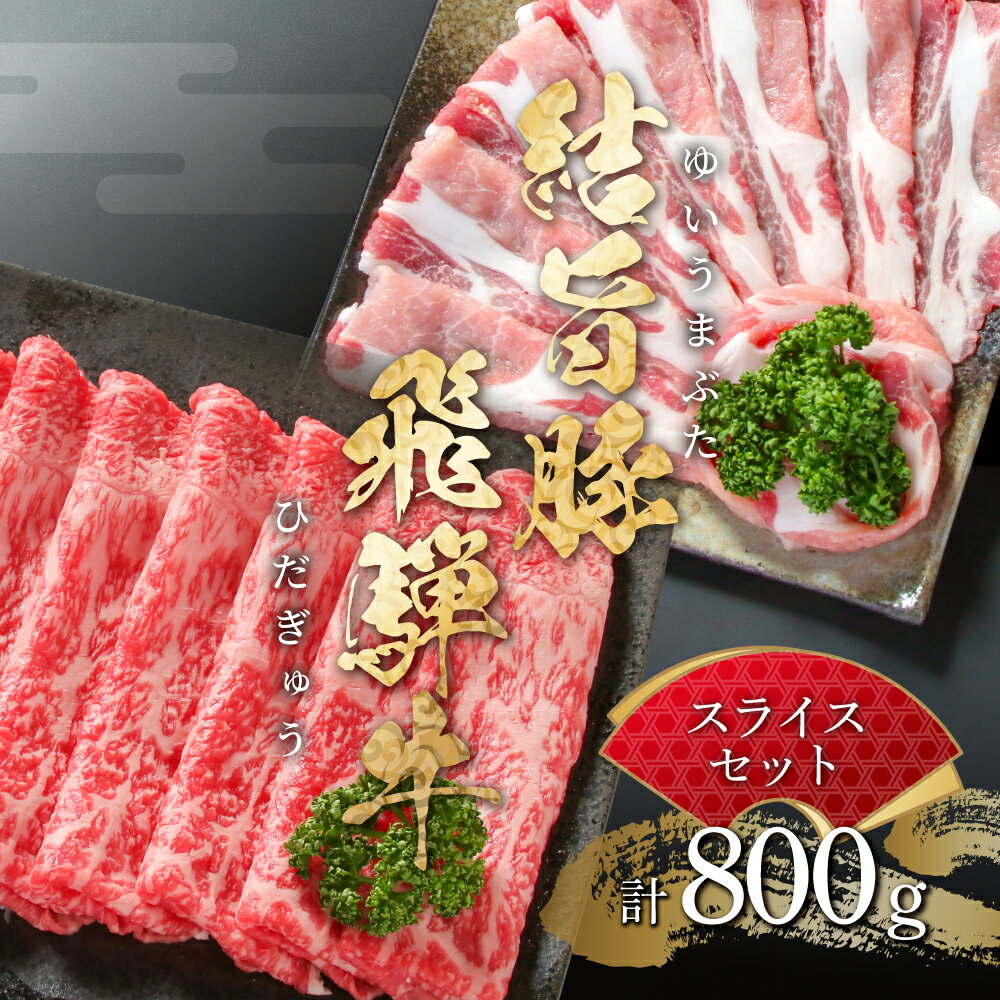 飛騨牛 結旨豚 スライスセット 計800g 飛騨牛 赤身 スライス 300g 結旨豚 ローススライス 500g 冷凍真空パック | 肉 お肉 すき焼き 鍋 しゃぶしゃぶ 黒毛和牛 和牛 人気 おすすめ 牛肉 豚肉 ギフト お取り寄せ 18000円[MS020]