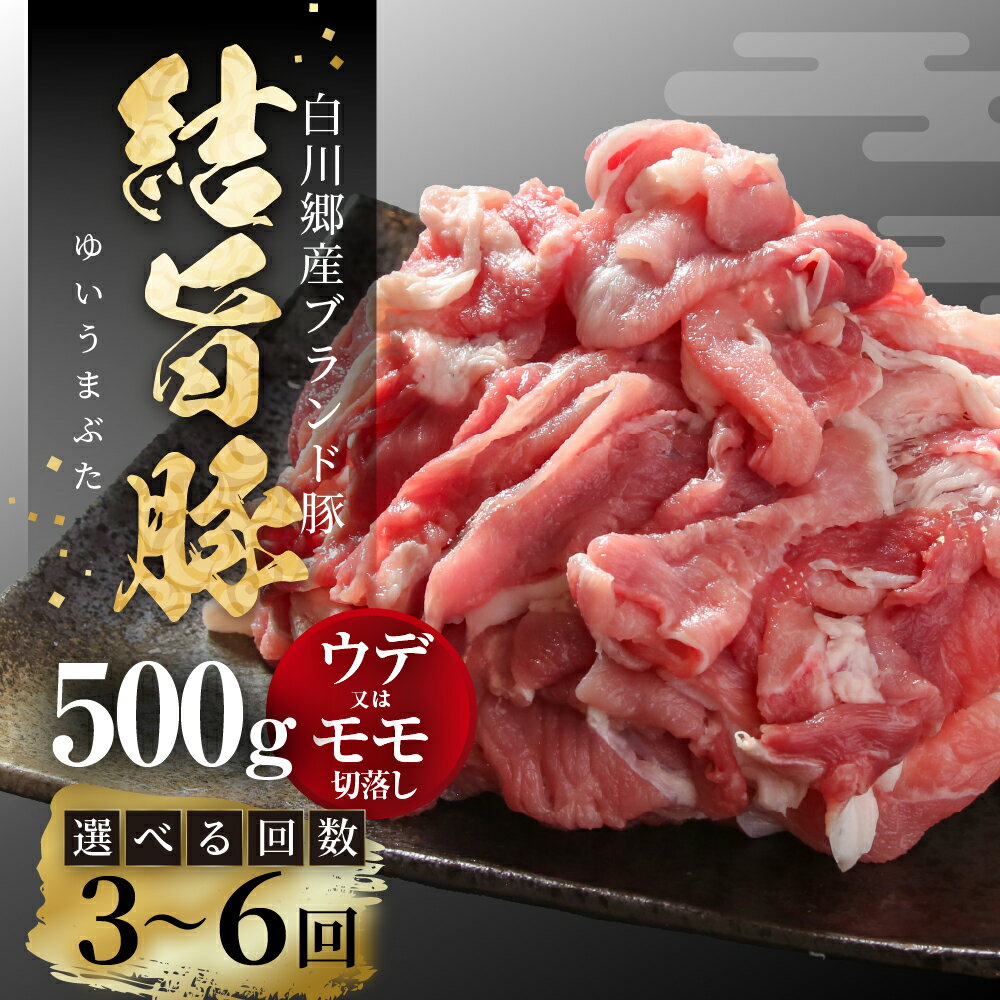 [定期便]選べる お届け回数 全3回 全6回 結旨豚 ウデ又はモモ 切り落とし 500g 冷凍真空パック | 肉 お肉 豚肉 国産 食べ比べ セット 白川郷 岐阜県 白川村 ブランド豚 人気 おすすめ ギフト 飛騨高山ミート 15000円 30000円