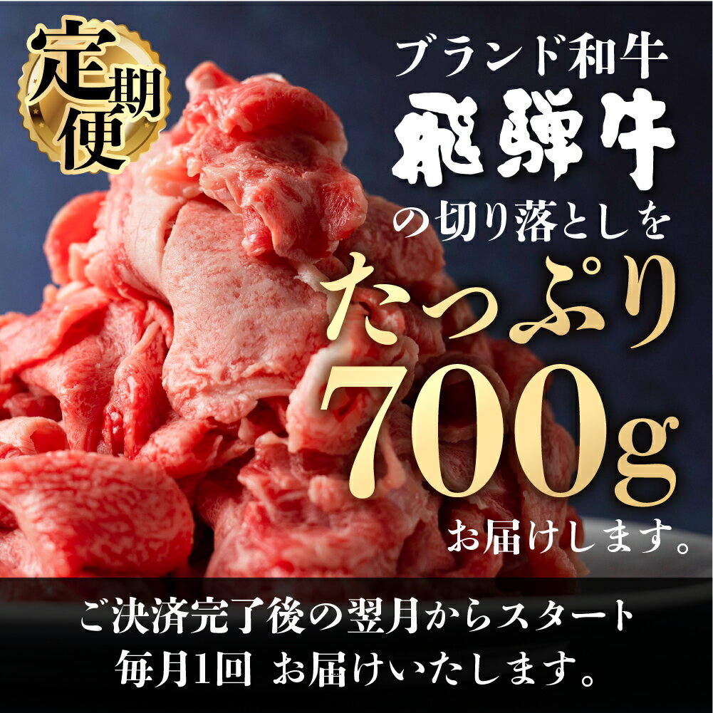 【ふるさと納税】【定期便】 訳あり 飛騨牛 切落し 3回 計2.1kg ( 700g ×3回 ) 切り落とし 部位お任せ 肉 牛肉 お肉 和牛 冷凍 岐阜県 等級 お任せ 炒め物 牛丼 国産 不揃い ブランド牛 33000円 [S606]