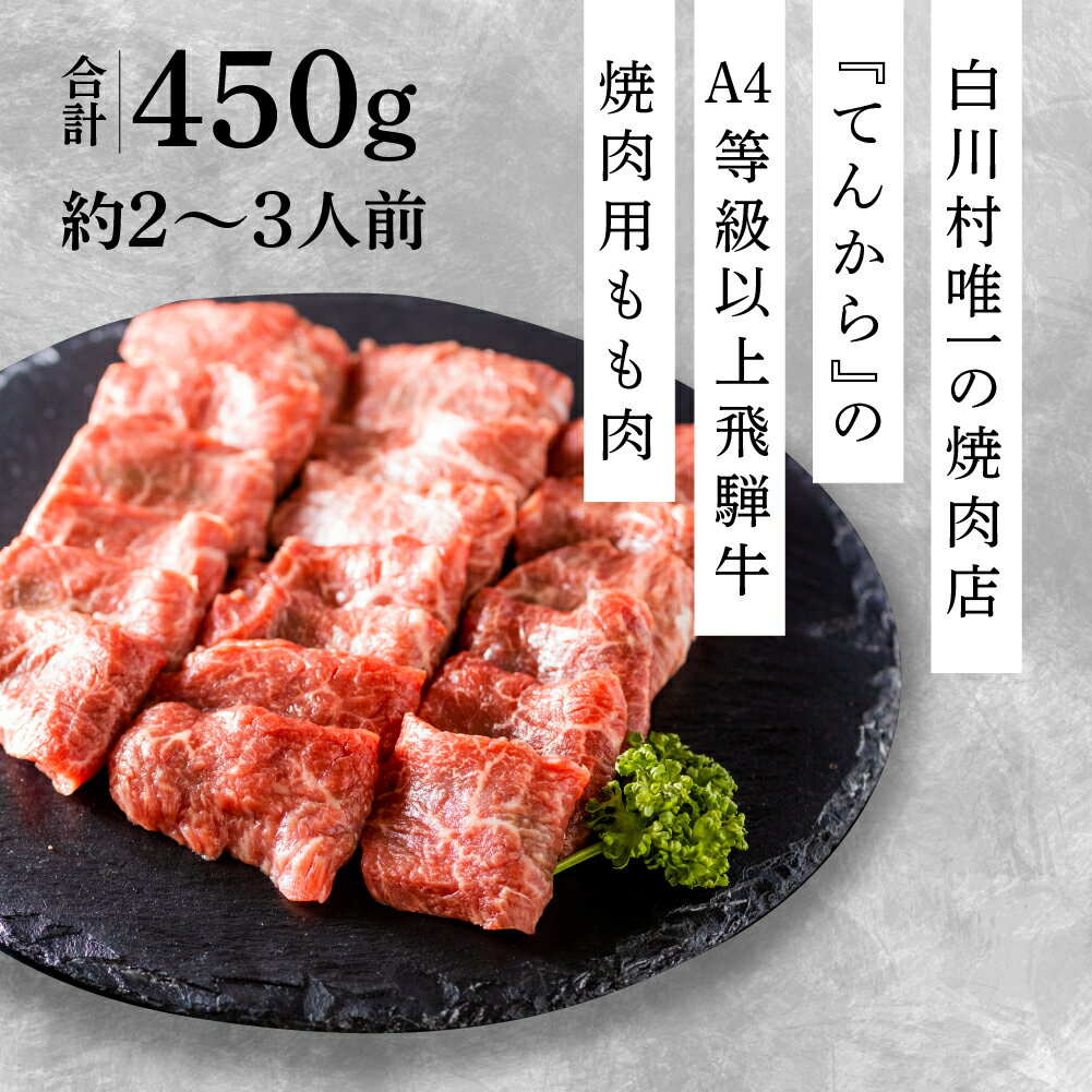 【ふるさと納税】飛騨牛もも焼肉用 450g A4 A5 等級 白川郷 てんから 焼肉 焼き肉 バーベキュー BBQ アウトドア キャンプ 家族 和牛 肉 牛肉 赤身 飛騨 国産 グルメ もも 簡易梱包 訳あり 訳アリ 20000円 2万円 [S176]