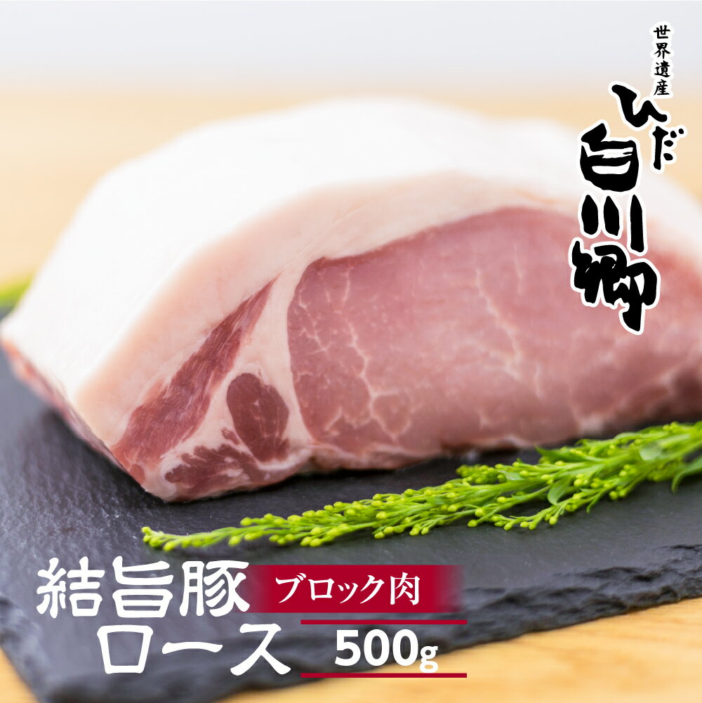 【ふるさと納税】 結旨豚ロース ブロック肉 500g 塊肉 ローストポーク ステーキ トンカツ かつ 肉 豚肉 国産 ブランド豚 白川郷 焼肉 焼き肉 バーベキュー BBQ キャンプ てんから 簡易梱包 訳あり 訳アリ 6000円 岐阜県 白川村 抗生物質 合成抗菌剤不使用 [S322]