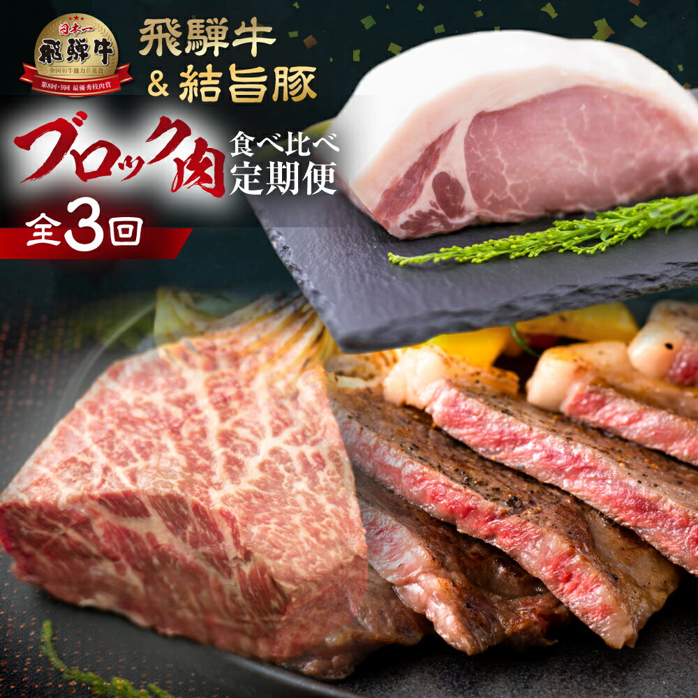 【ふるさと納税】 飛騨牛 & 結旨豚 定期便 3回 お届け 白川郷 ブロック 肉 焼肉 焼き肉 やきにく もも...