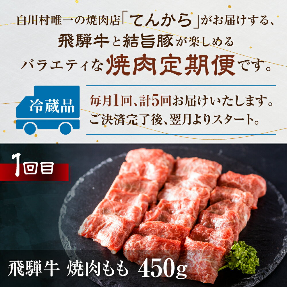 【ふるさと納税】 飛騨牛 & 結旨豚 定期便 5回 お届け 白川郷 ブロック 焼肉 焼き肉 もも ロース カルビ 赤身 霜降り 食べ比べ 肉 牛肉 国産 A4 A5 等級 てんから 岐阜県 白川村 ゆいうまぶた 贅沢 BBQ アウトドア 冷蔵 簡易梱包 のため 訳あり 訳アリ 71000円 [S578] 3