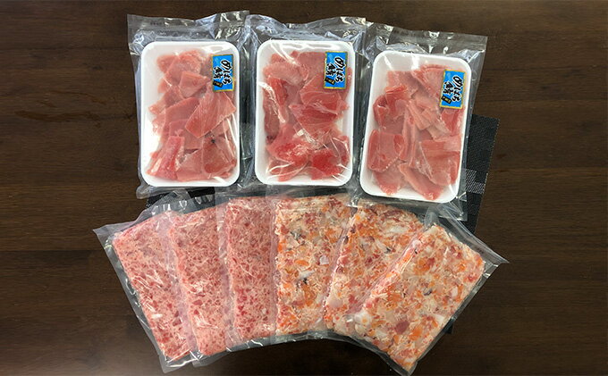 【ふるさと納税】まぐろ 賑わい丼セット3種9パック 合計 1.8kg （まぐろたたき めばち鮪切落し 海鮮たたき） 海の幸 【配送不可：離島】　【魚貝類・鮪・マグロ・まぐろ・加工食品・合計1.8kg】