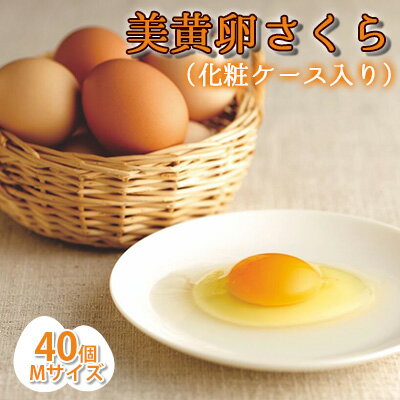 【ふるさと納税】美黄卵さくら 40個化粧ケース入り（35個＋破損保障5個）【配送不可：沖縄・離島】鶏卵 たまご | 美味しい 黄身 美しい 桜色 飼料 代表 養鶏場 直送 新鮮のサムネイル