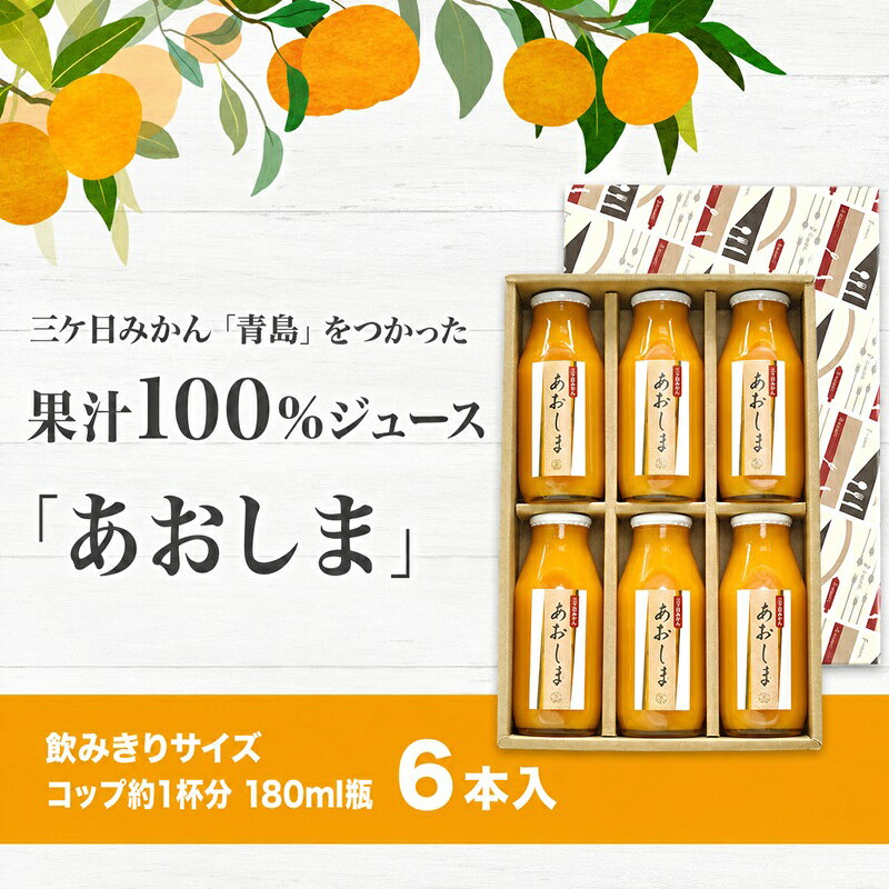 【ふるさと納税】【2026年2月中旬以降順次発送】三ヶ日みかんジュース ストレート「あおしま」180ml 6本【静岡 三ヶ日 みかん ジュース】 果汁飲料 野菜飲料 ミカン フルーツ 　お届け：2026年2月中旬以降 f221309-hamamatsu-10002338 静岡県浜松市 サンプル画像2
