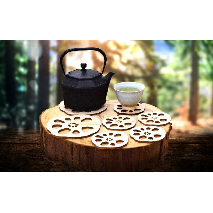 【ふるさと納税】天竜ひのきコースター大・小(レンコン5枚) 雑貨 日用品