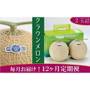 クラウンメロン　白（約1.0kg）×2玉　　お届け：※寄附金のご入金確認の翌月以降、初回発送から12ヶ月連続でお届けします。