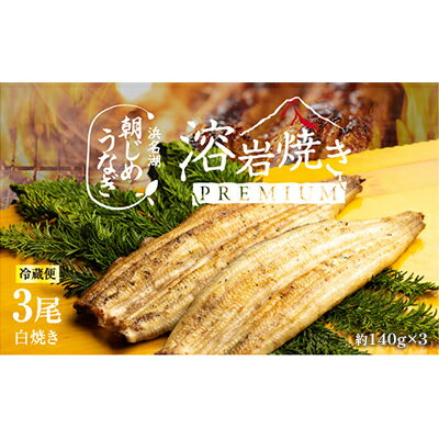 朝じめ うなぎ 溶岩焼き 白焼き 3尾（約140g×3尾）　