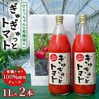 【ふるさと納税】ひとっちゃんの有機畑の〈ぎゅぎゅっとトマト〉、有機トマト100％使用 ジュース 1L×2本　【 野菜飲料 野菜ジュース トマトジュース 無添加 食塩なし 】