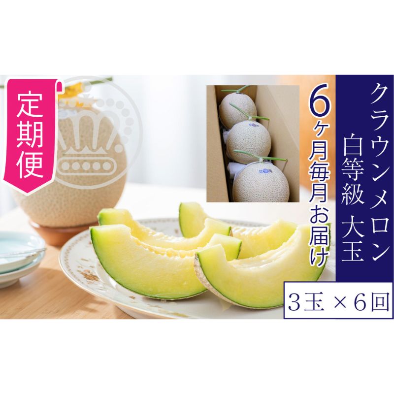 【ふるさと納税】【6ヶ月定期便】クラウンメロン【並(白等級)】大玉(1.4kg前後)3玉入り