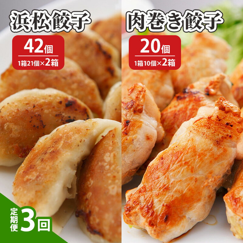 【ふるさと納税】【定期便3回】浜松餃子 42個(1箱21個×2箱)・肉巻き 餃子 20個(1箱10個×2箱) 【配送不可:離島】 餃子 食べ比べ ぎょうざ 惣菜...
