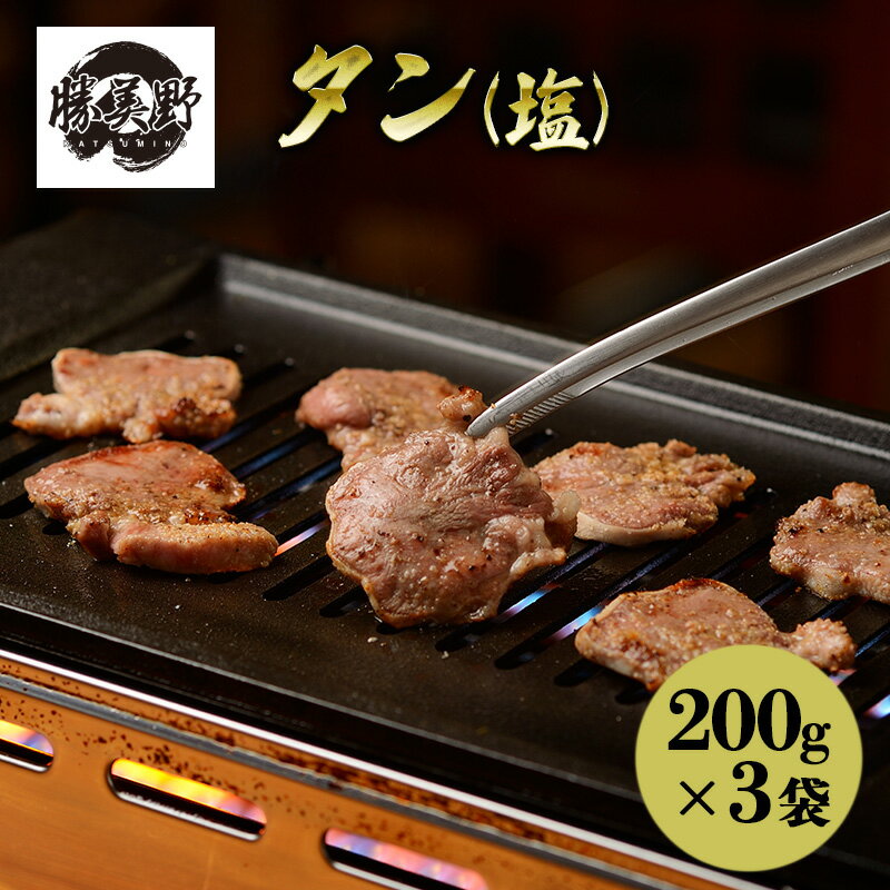 【ふるさと納税】勝美野のホルモン タン(塩)200g×3袋 焼肉 自家製だれ 浜松市 静岡
