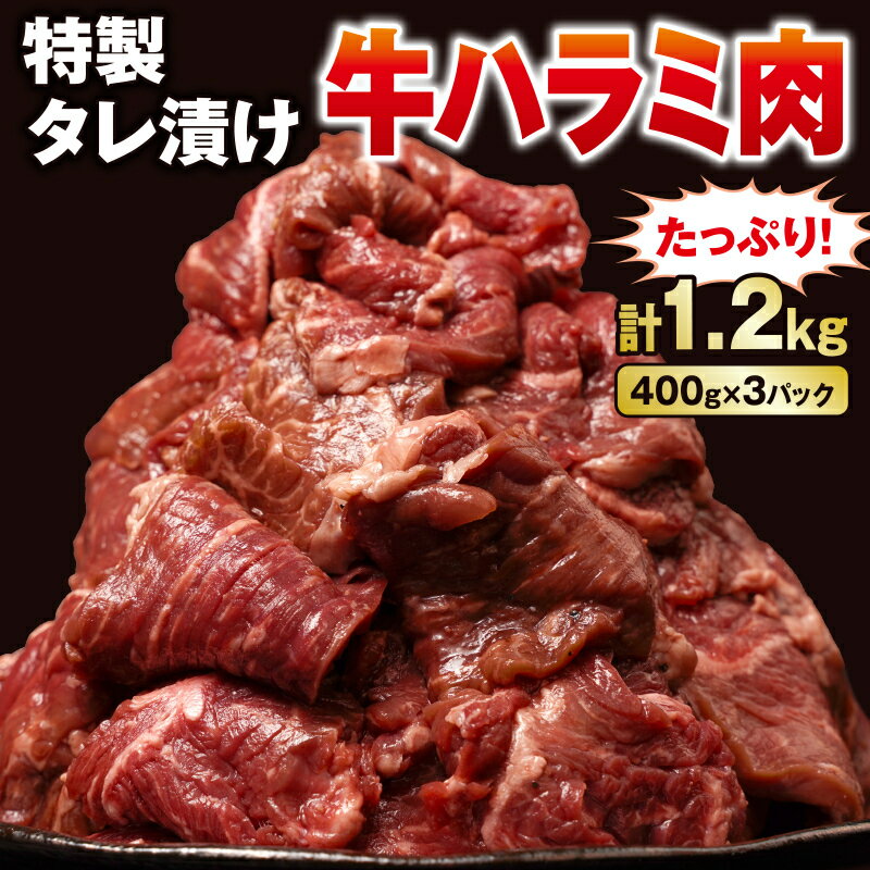 牛肉 牛ハラミ タレ漬け たっぷり 1.2kg 400g 3パック 焼肉 味付け バーベキュー BBQ 冷凍 1kg 以上